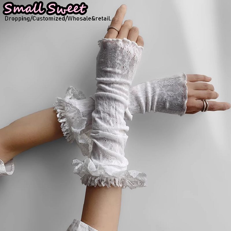 Women's Harajuku White Arm Sle - Fingerless Glove Knit ulasan dan harga