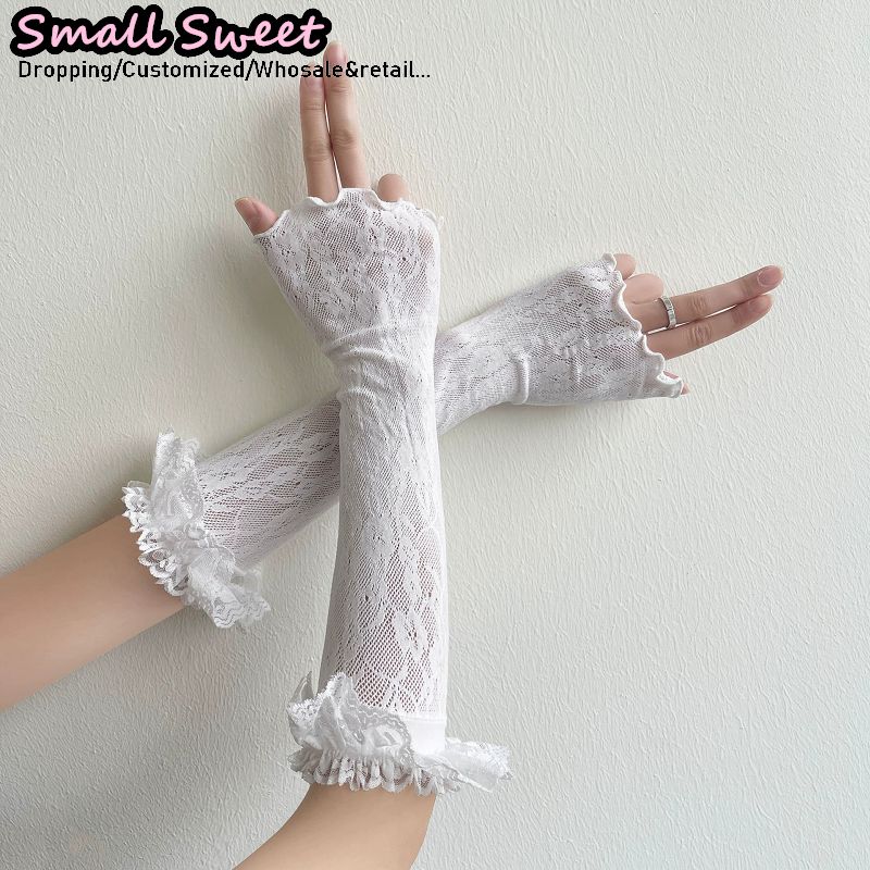 Women's Harajuku White Arm Sle - Fingerless Glove Knit ulasan dan harga