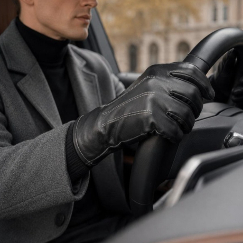Thermal PU Leather Gloves Unis - Leather Driving Glove ulasan dan harga