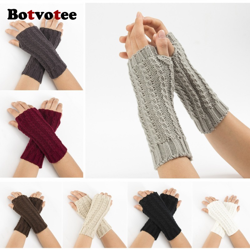 Botvotee Y2k Half Finger Winte - Fingerless Glove Knit ulasan dan harga