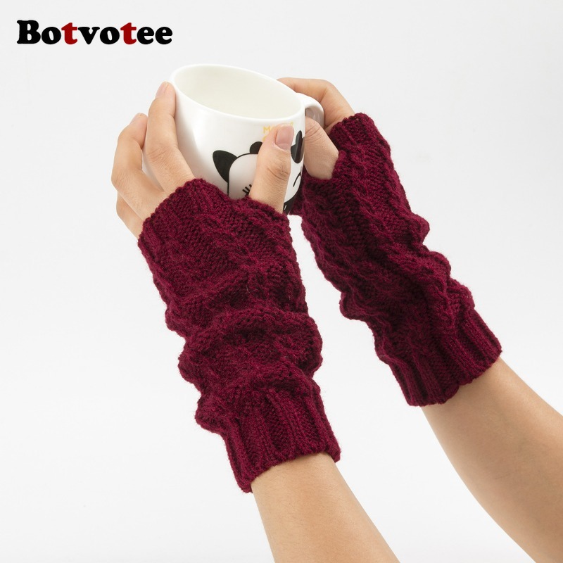Botvotee Y2k Half Finger Winte - Fingerless Glove Knit ulasan dan harga